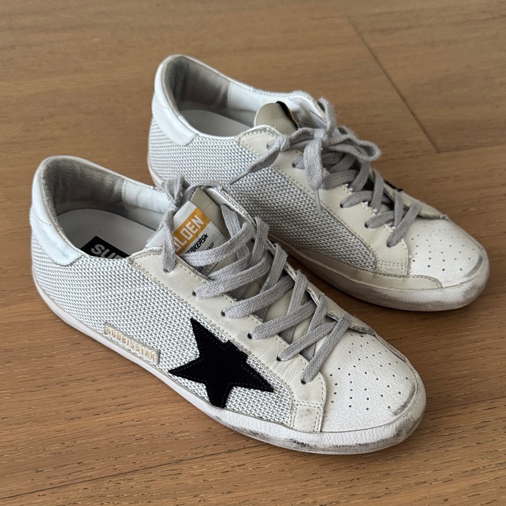 Golden Goose White and Black Star Sneakers